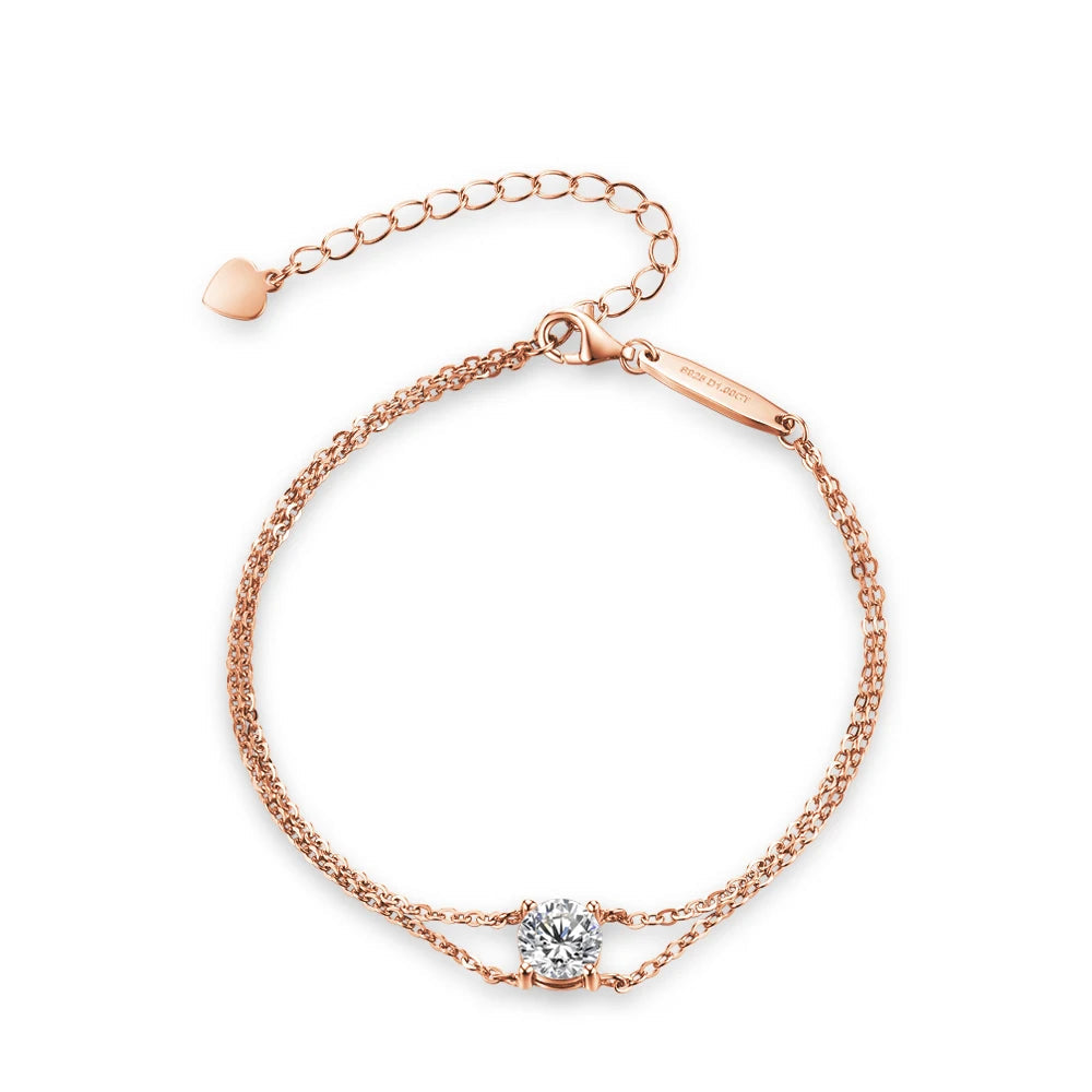 925 sterling silver bracelet with clear round moissanite