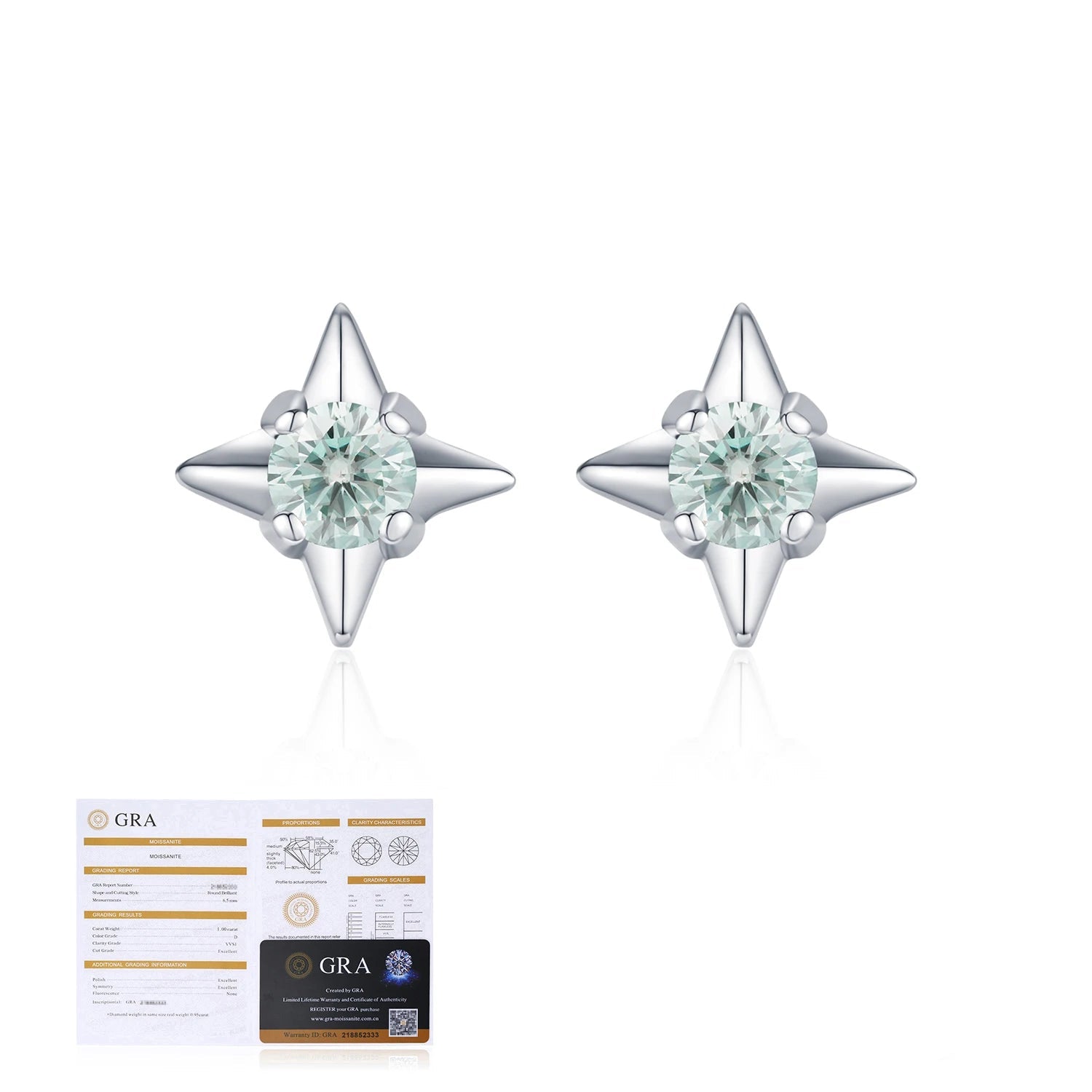 Rings with moissanite look echoed in moissanite earrings design