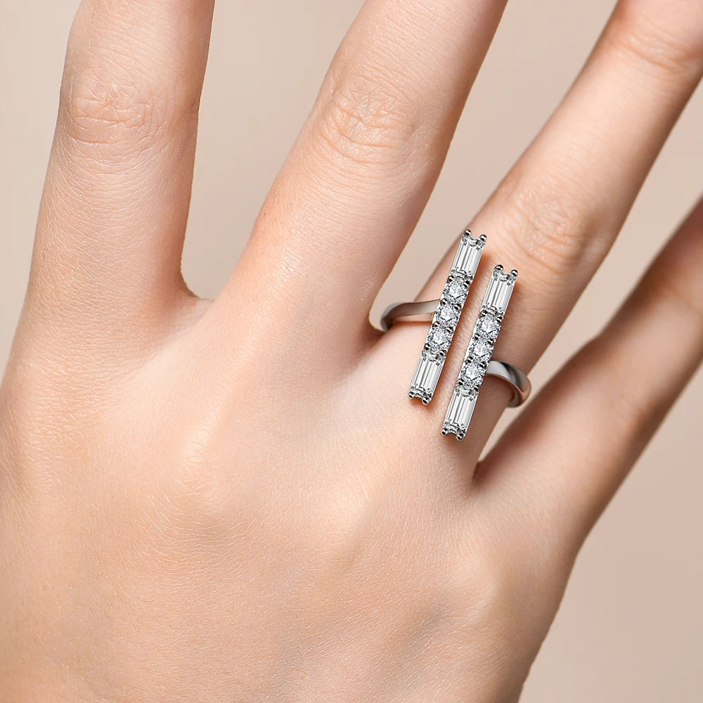 925 sterling silver moissanite diamond ring clear cut