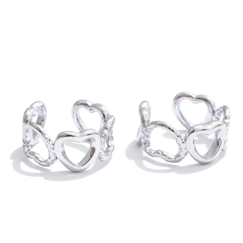 Charming Heart Clip On Earrings with Waterproof Stainless Steel and Elegant Gold Plated Shine