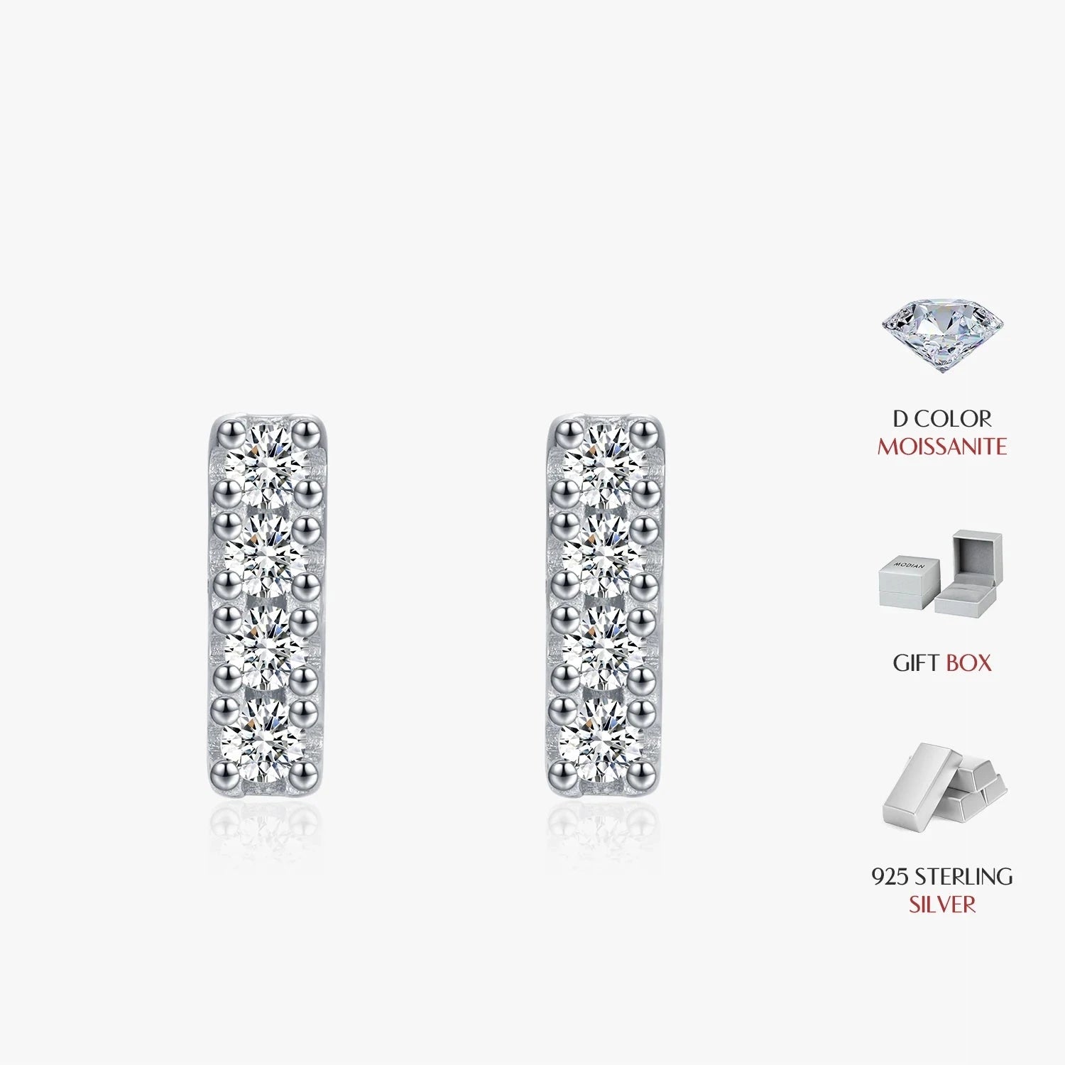 925 sterling silver stud earrings highlighting moissanite jewelry sparkle