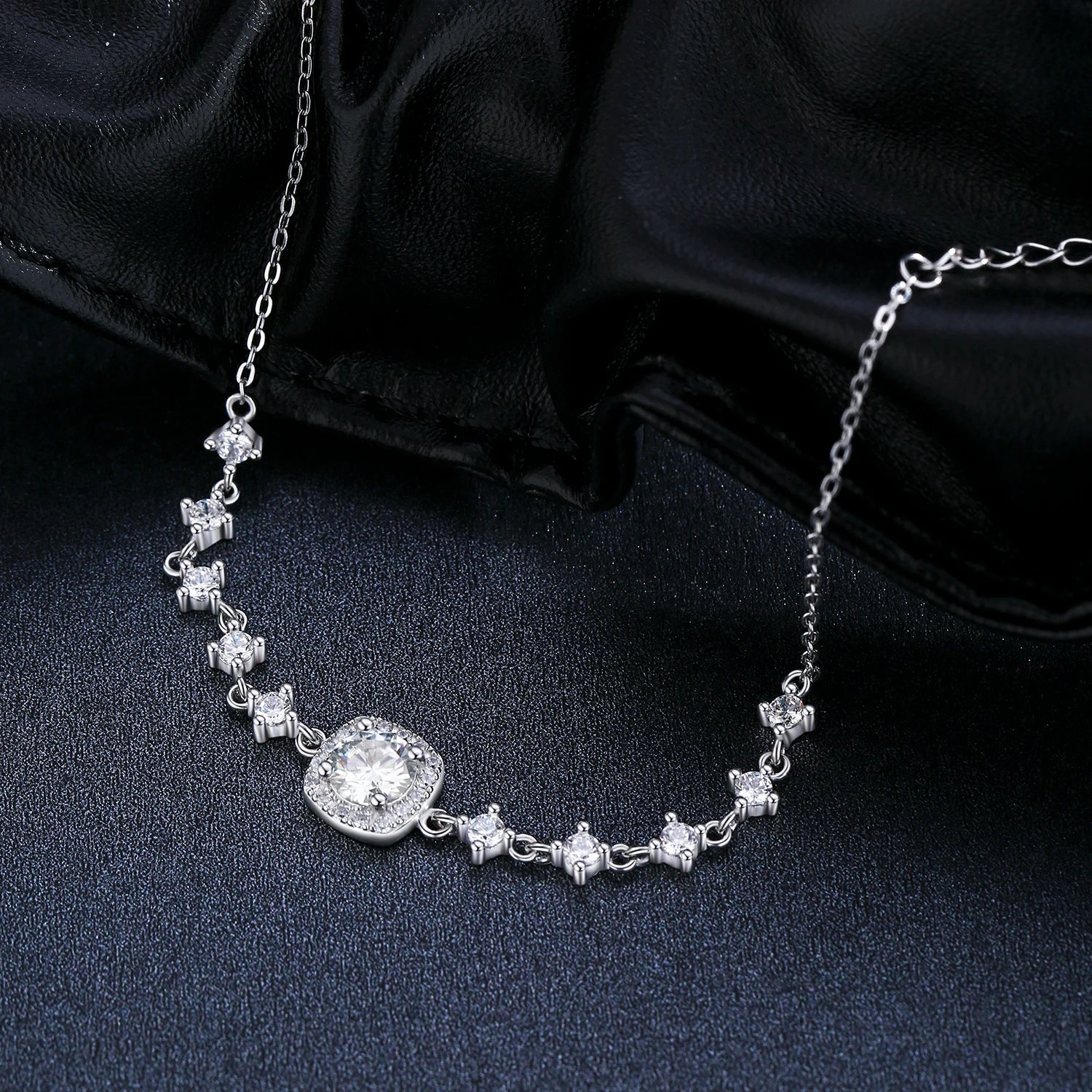Wedding ready moissanite set necklace & bracelet in silver