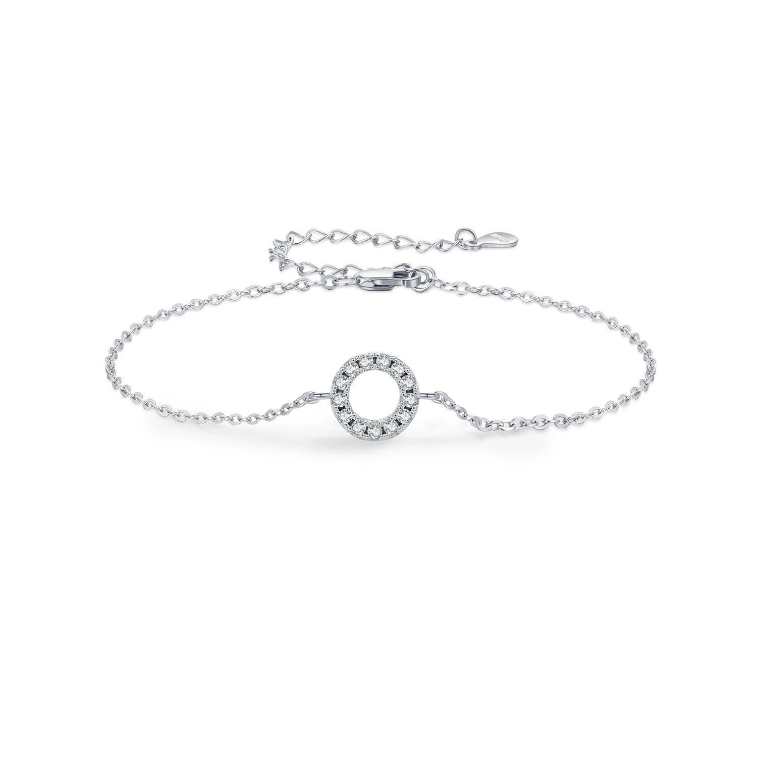 D color moissanite chain bracelet in 925 sterling silver