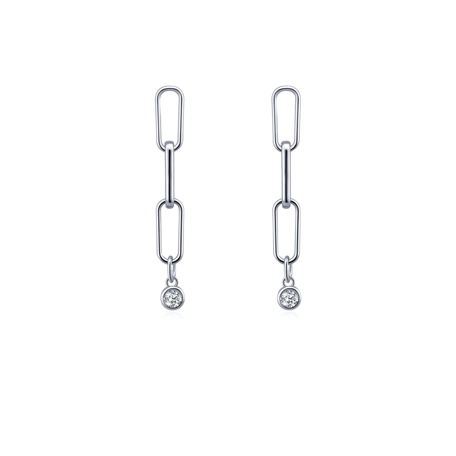 D Color VVS1 moissanite link chain sterling silver stud earrings