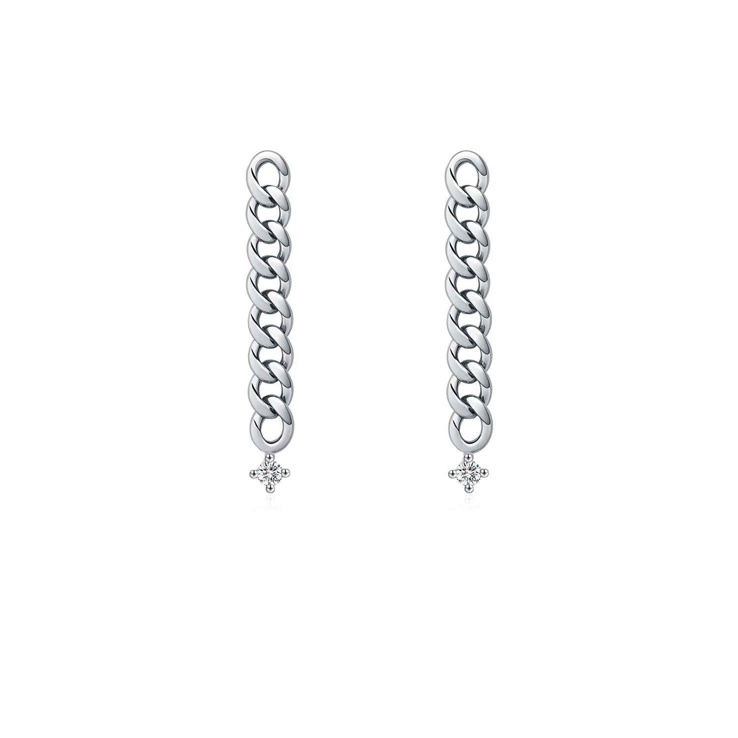 D-Color moissanite link chain stud earrings sterling silver
