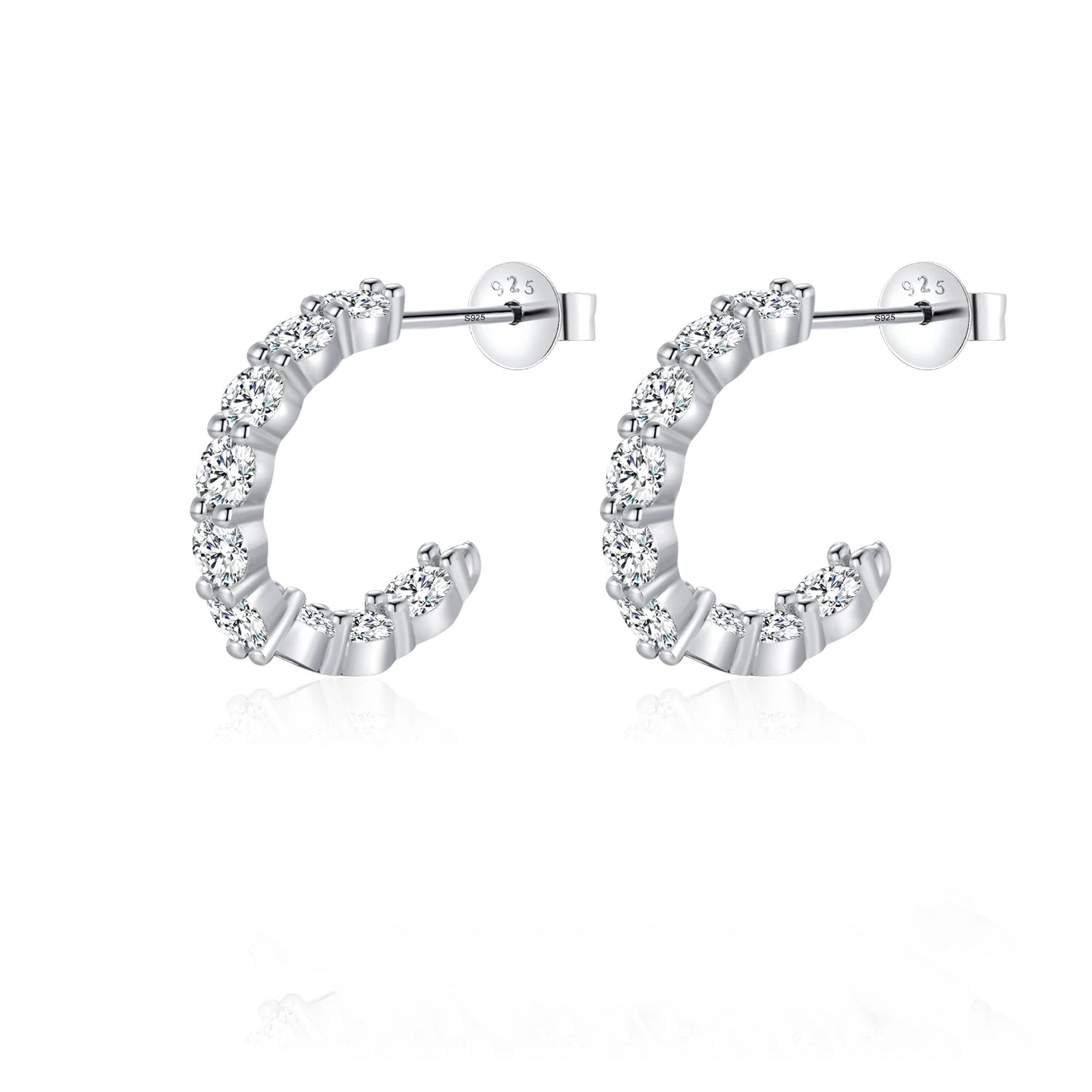 Sterling silver hoop earrings with moissanite earrings sparkle for everyday elegance