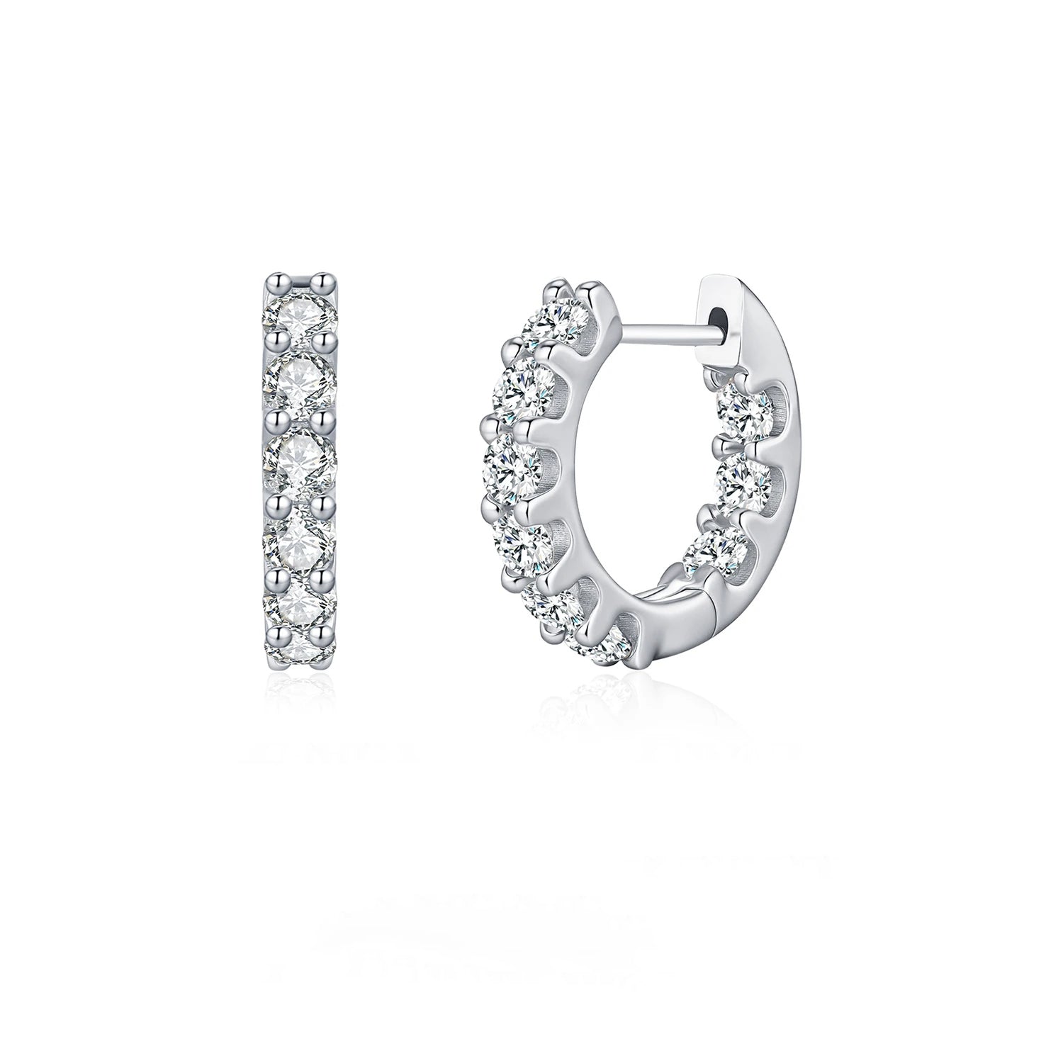 Sterling silver hoop earrings with moissanite earrings sparkle