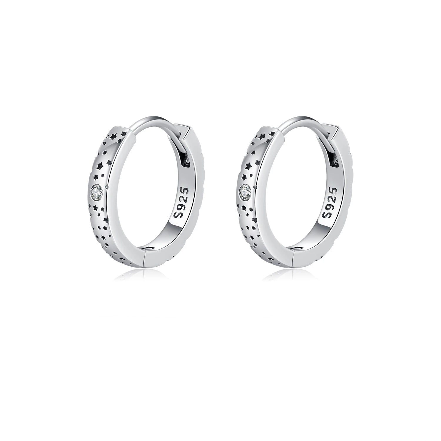 D color moissanite ear buckles in 925 sterling silver hoops