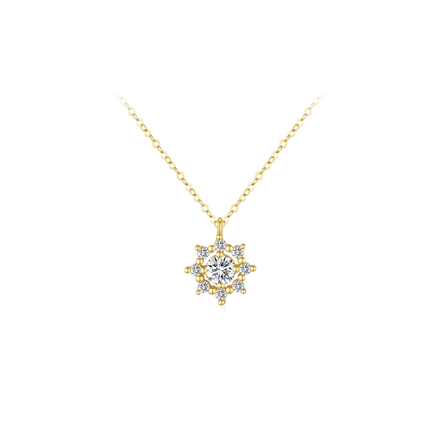 Sterling silver necklace with moissanite diamond on a pendant necklace