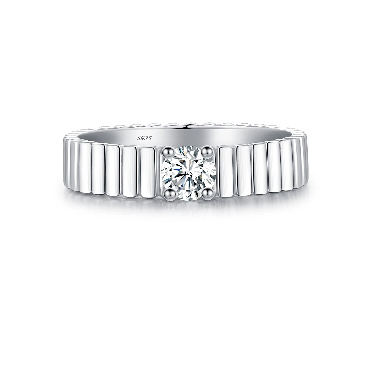 Sterling silver ring featuring ring moissanite brilliance with moissanite diamonds