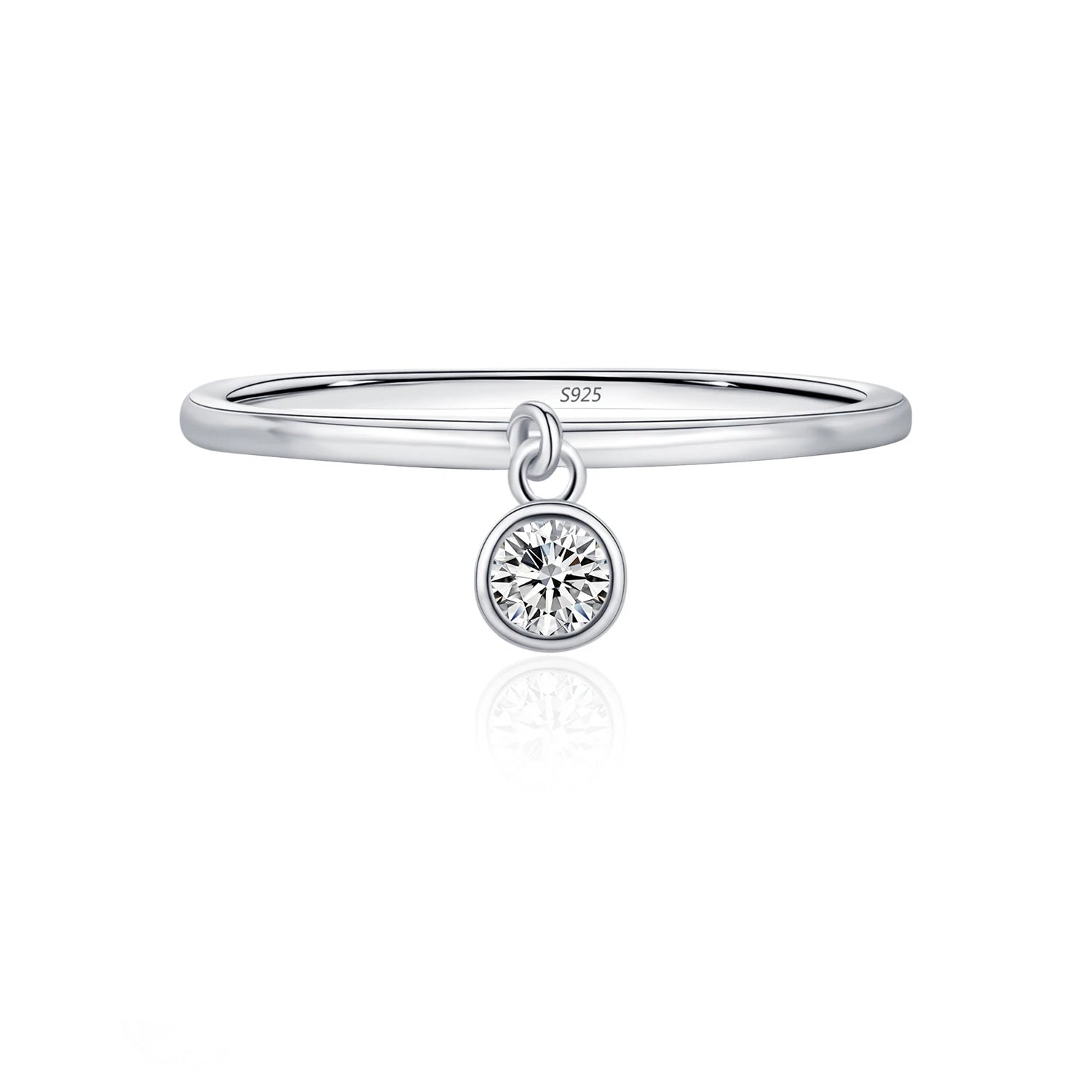 Moissanite ring in 925 sterling silver with moissanite diamonds and silver color