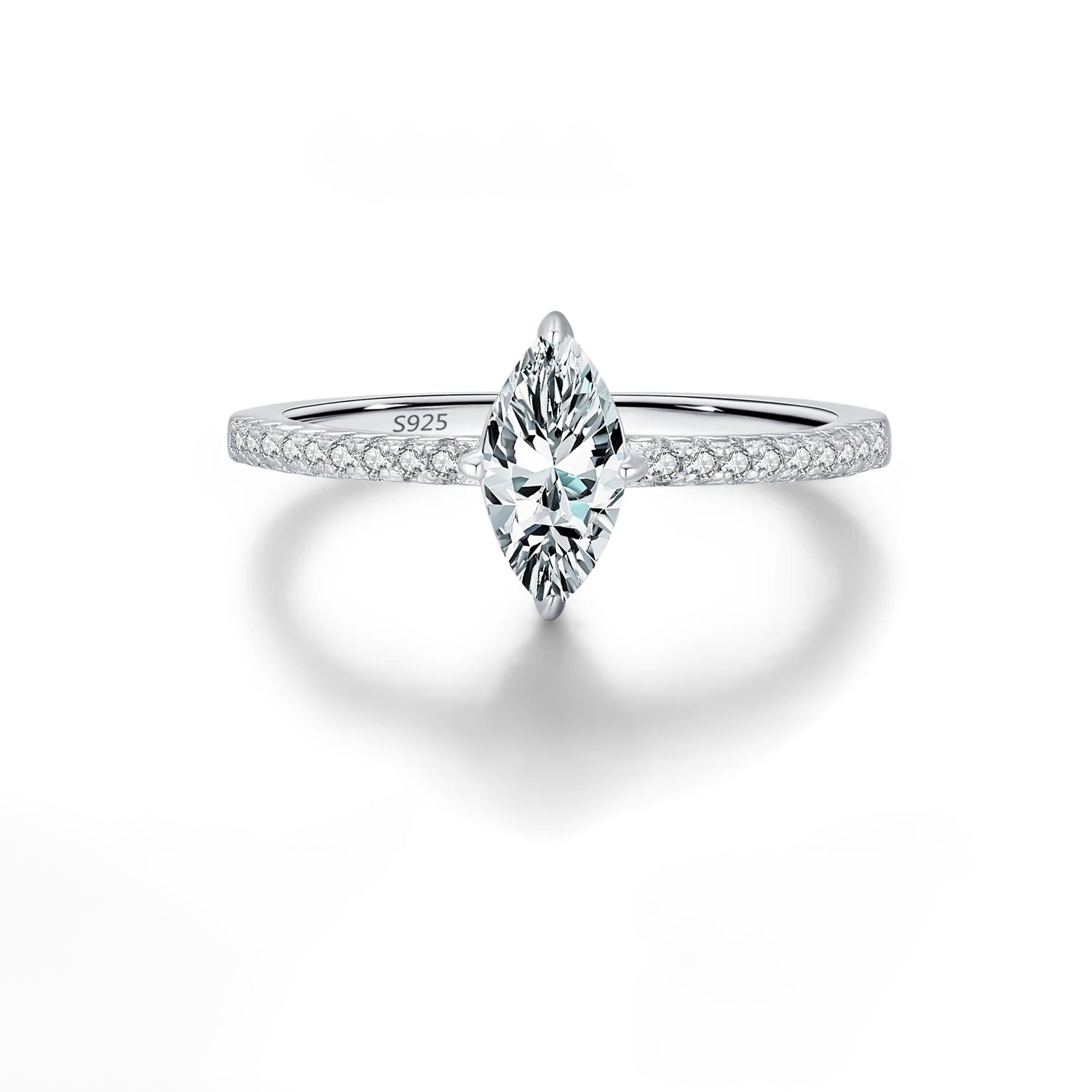 0.5CT Rhombus moissanite ring shown as an elegant engagement ring
