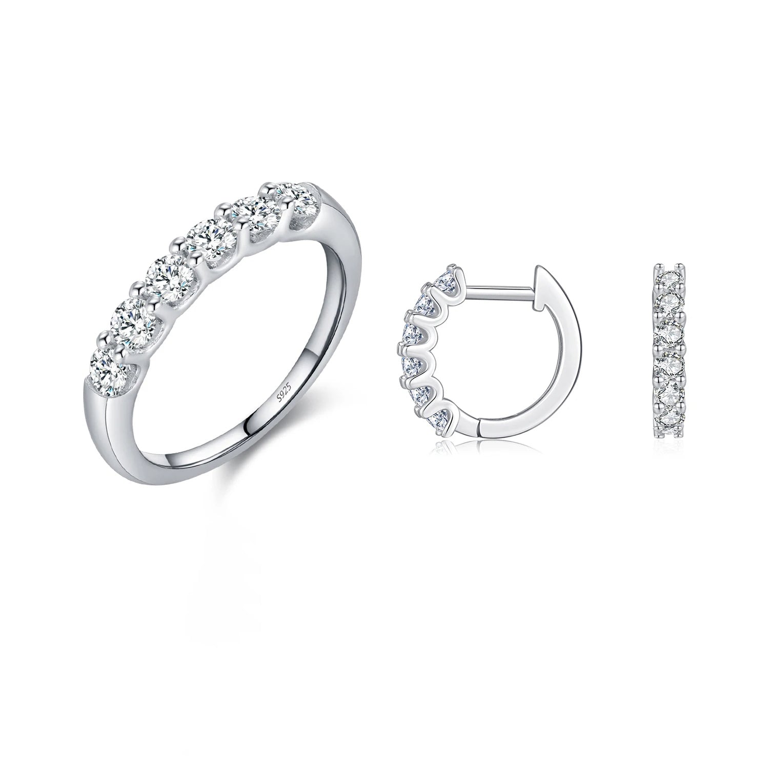 Luxury jewelry ring moissanite set with matching hoop earrings