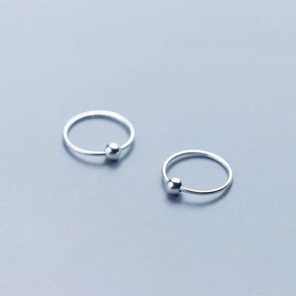 Classic Round Hoop Earrings with Bead Detail