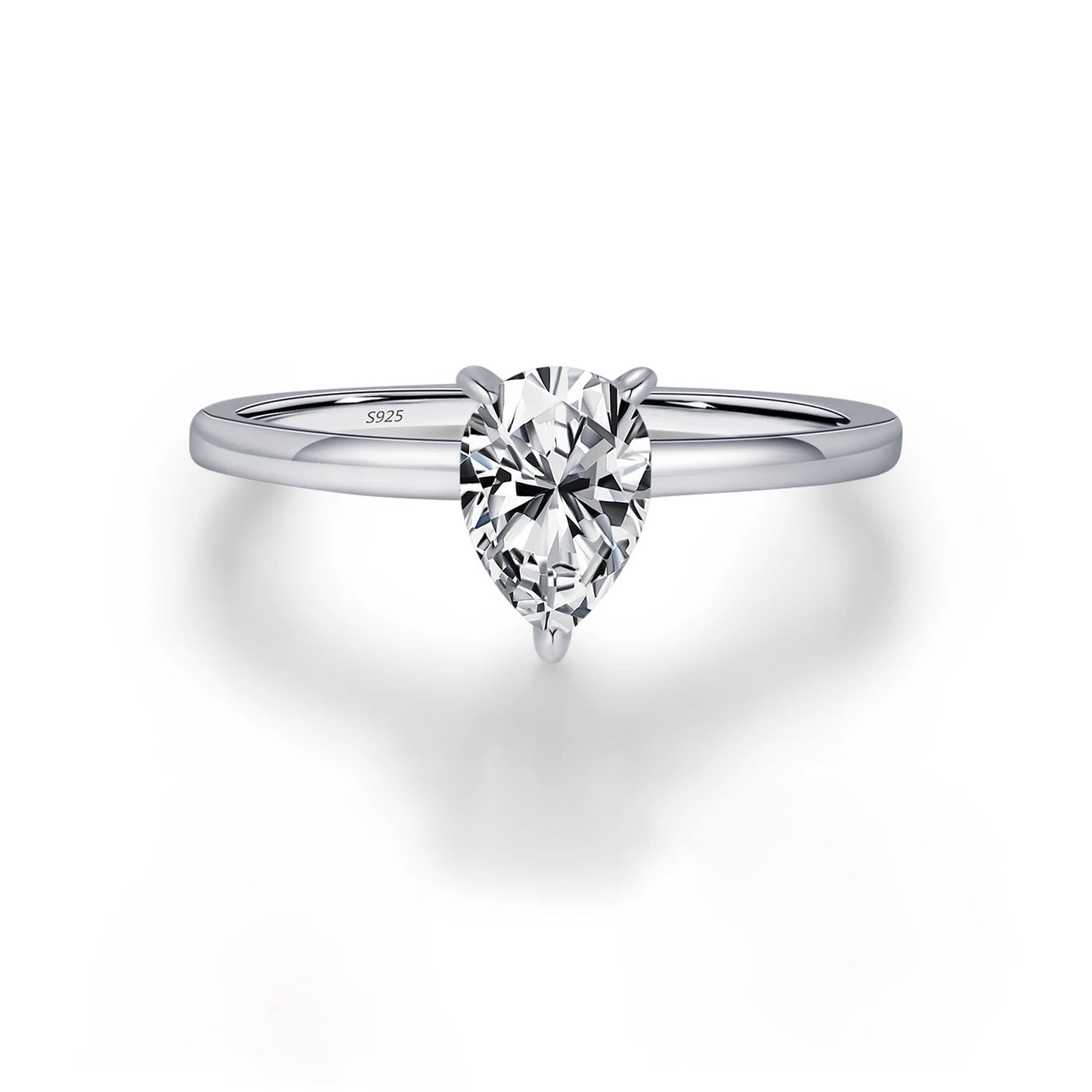 Brilliance Drop Sterling Silver Moissanite Wedding Ring