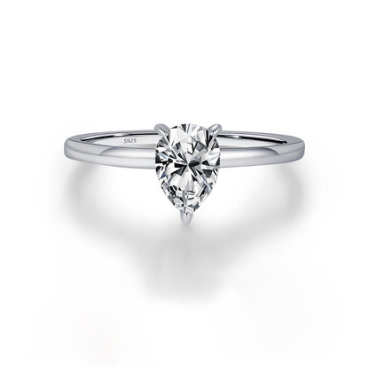 Brilliance Drop Sterling Silver Moissanite Wedding Ring