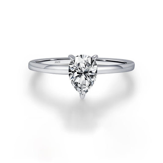 Brilliance Drop Sterling Silver Moissanite Wedding Ring