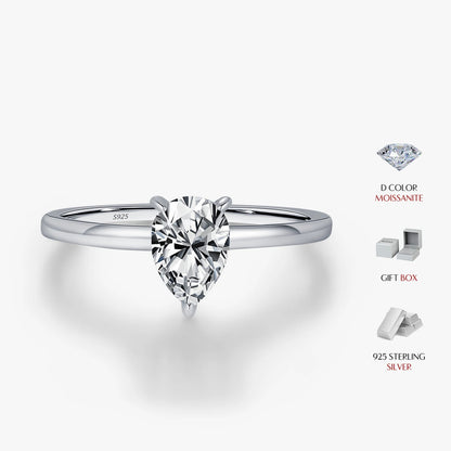 Brilliance Drop Sterling Silver Moissanite Wedding Ring