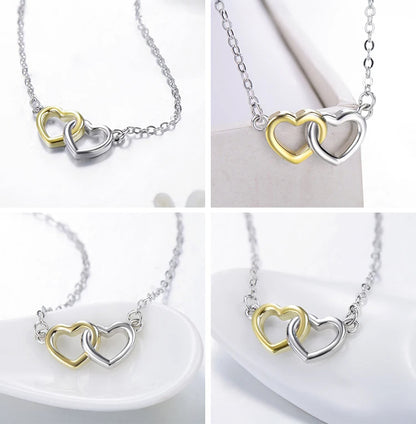 Sterling Silver Double Hearts Jewelry Set