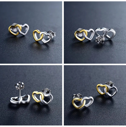 Sterling Silver Double Hearts Jewelry Set