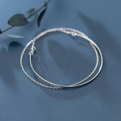 Sterling Silver Geometric Line Chain Bracelet