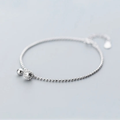 Sterling Silver Bell Shape CZ Chain Bracelet