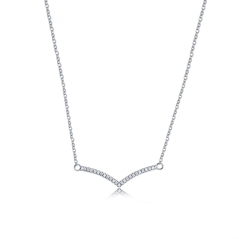 Simple Sterling Silver Necklace with Cubic Zirconia Pendant