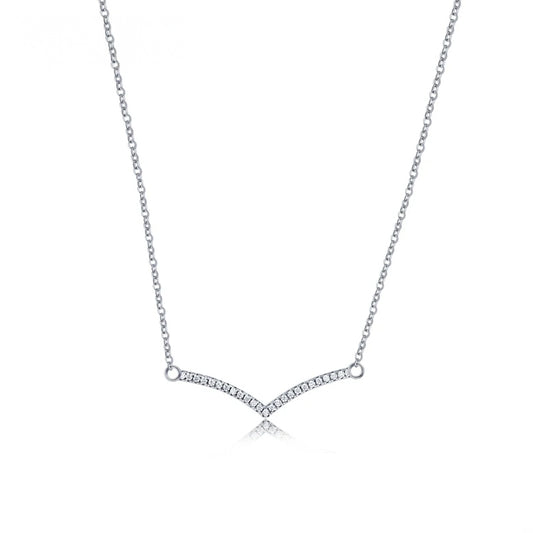 Simple Sterling Silver Necklace with Cubic Zirconia Pendant