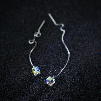 Colorful Crystal Square Drop Earrings