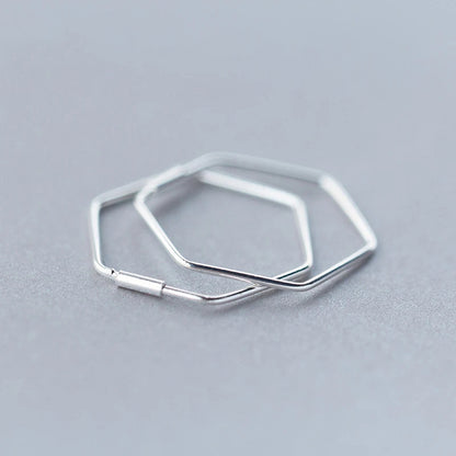 Tiny Geometric Silver Hoop Earrings