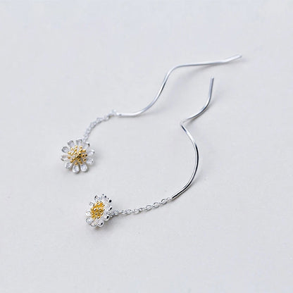 Golden Daisy Drop Earrings