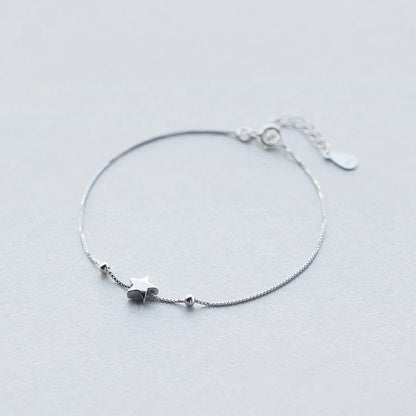 Sterling Silver Star and Bead Chain Bracelet