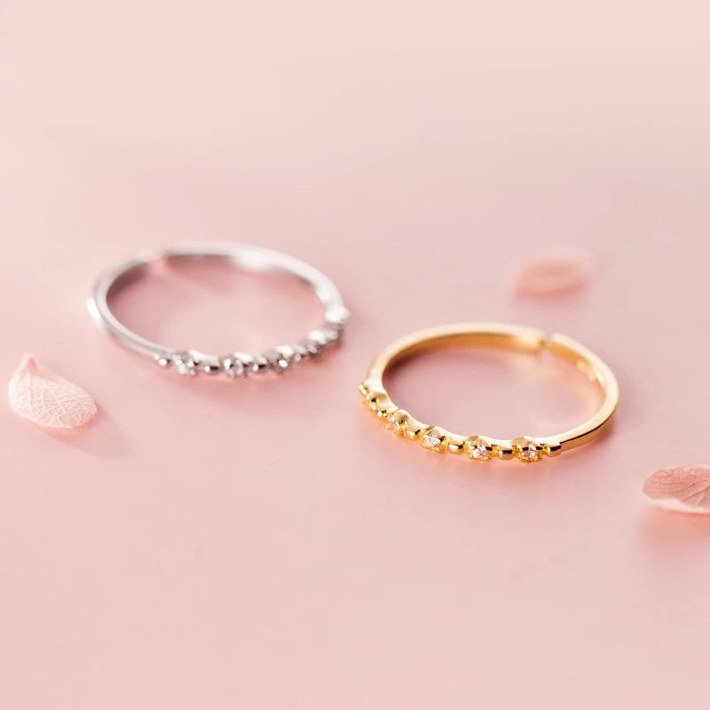 Sterling silver ring slim design sparkle cubic zirconia