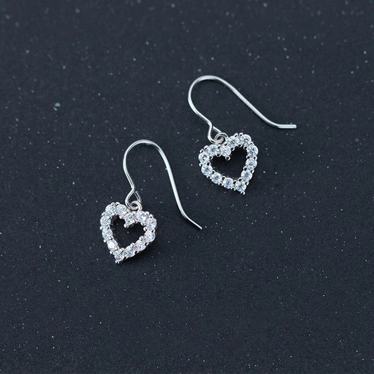 Luxury Heart CZ Dangle Earrings