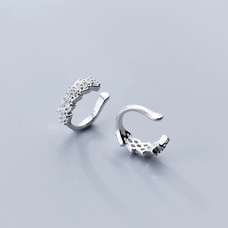 925 silver ear rings with crystal round clips