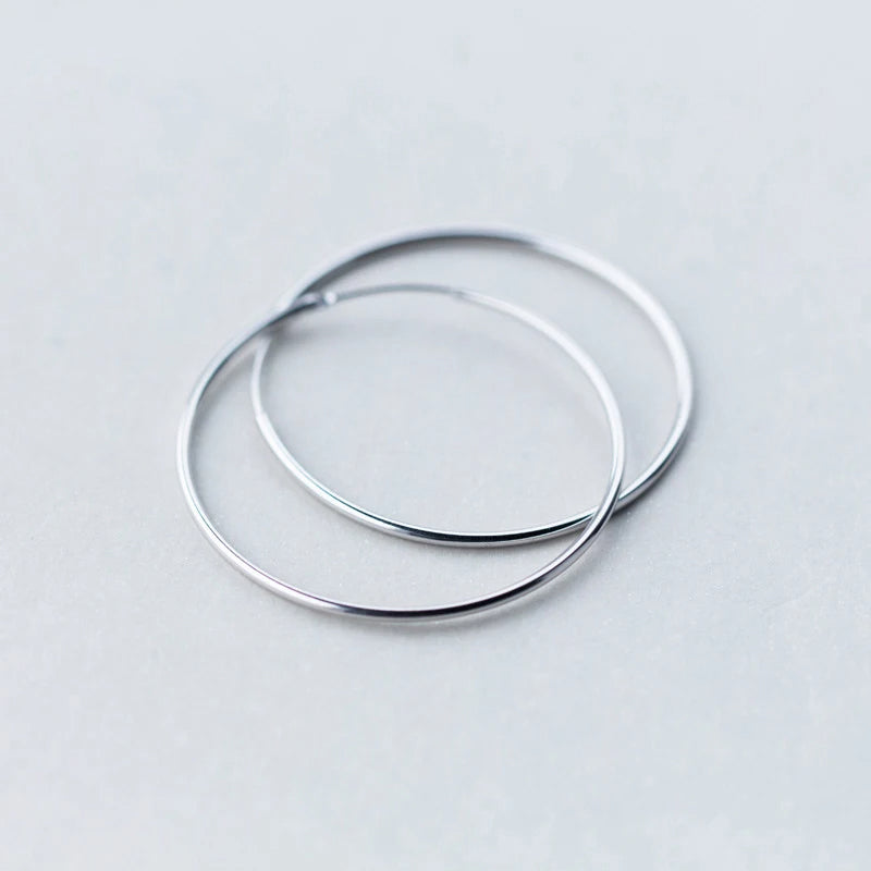 Classic 925 Silver Round Hoop Earrings