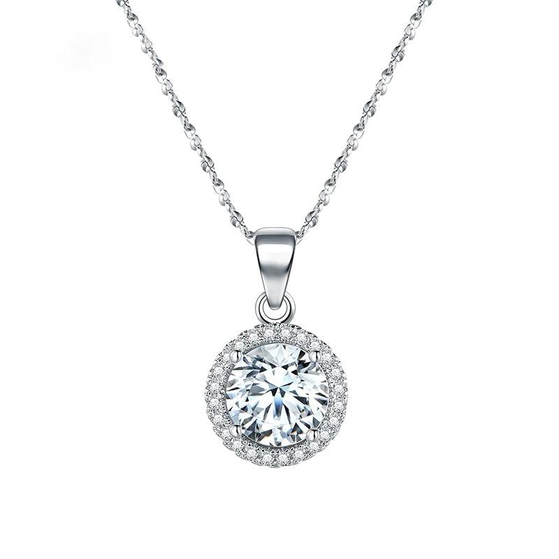 Sterling Silver Necklace with 2.0Ct Zircon Pendant