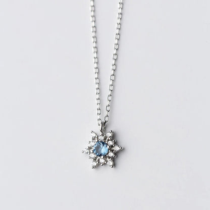 Sterling Silver CZ Snowflake Pendant Necklace