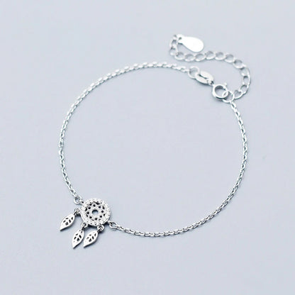 Sterling Silver Dreamcatcher Leaf Bracelet