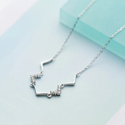 Sterling Silver Geometric CZ Choker Necklace