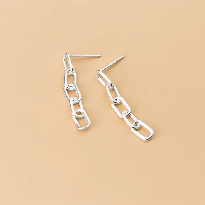 Sterling silver drop earrings with linked camber for earring earrings style