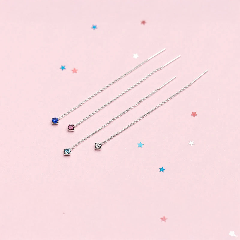 Blue stone tassel dangle earrings for women in refined crystal jewelry style