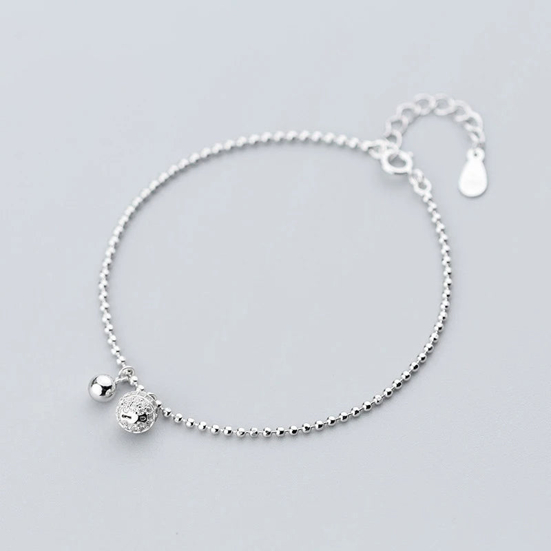 Sterling Silver Bell Shape CZ Chain Bracelet