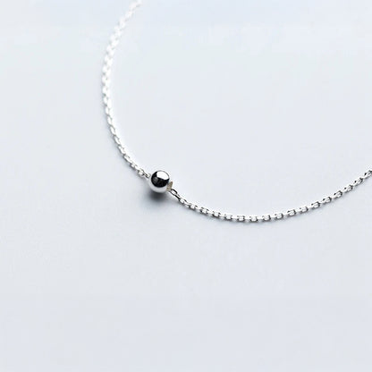 Sterling Silver Minimalist Beads Chain Bracelet