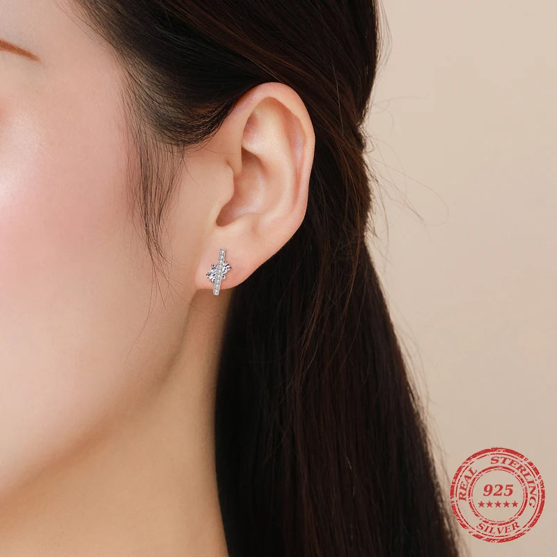 Silver earrings showing bright cz for subtle everyday sparkle