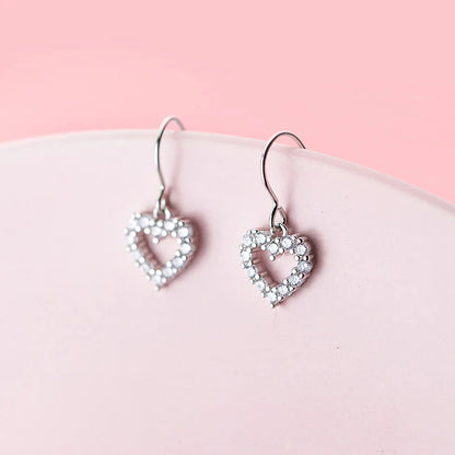 Luxury Heart CZ Dangle Earrings