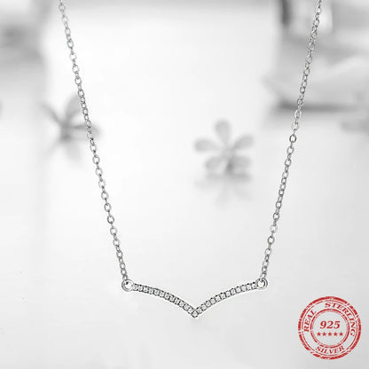 Simple Sterling Silver Necklace with Cubic Zirconia Pendant