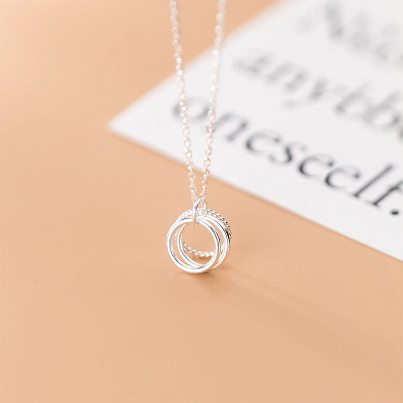 Three-Layer Round Circle Pendant Necklace