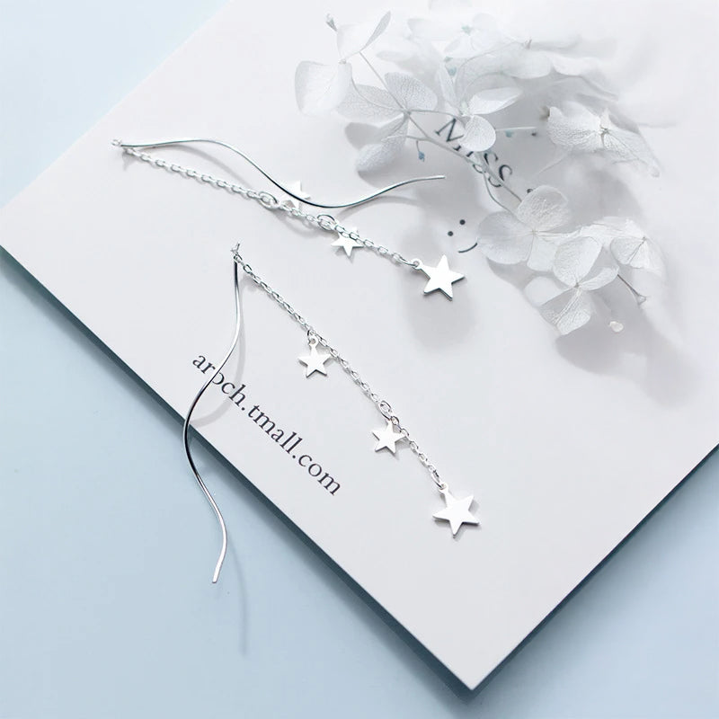 Swinging Star Line Drop Earrings