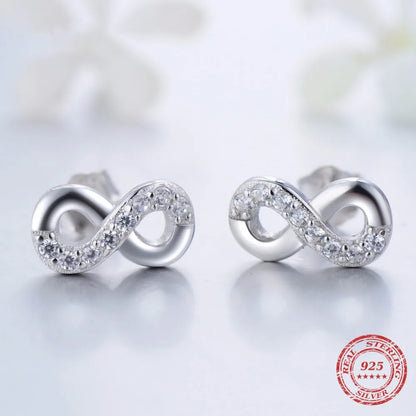 Sterling Silver Mobius Zircon Stud Earrings